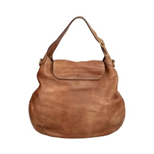 Leather Large Pelham Shoulder Bag Brown, view 4