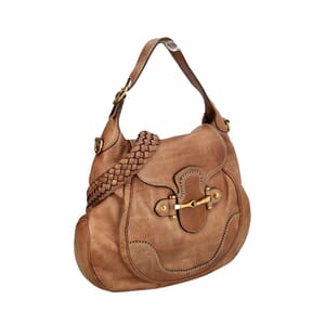 Leather Large Pelham Shoulder Bag Brown, view 2