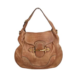 Leather Large Pelham Shoulder Bag Brown, view 3