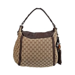 Leather/Canvas GG Horsebit Flap Bag Beige/Brown, view 3