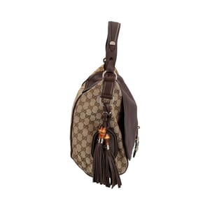 Leather/Canvas GG Horsebit Flap Bag Beige/Brown, view 5
