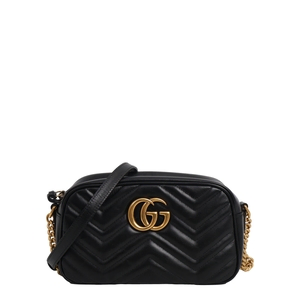 Leather GG Marmont Small Shoulder Bag Black