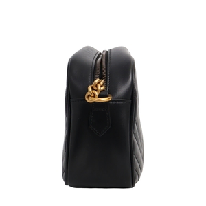 Leather GG Marmont Small Shoulder Bag Black, view 5
