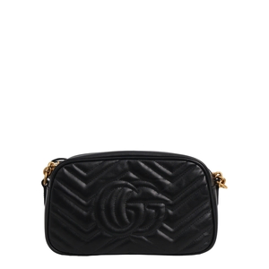 Leather GG Marmont Small Shoulder Bag Black, view 3