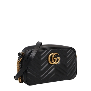 Leather GG Marmont Small Shoulder Bag Black, view 2