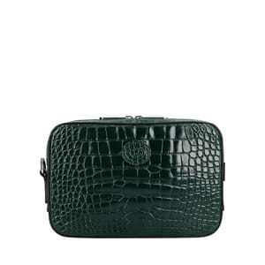 Croc Embossed Wristlet/Bag Vintage Green, view 4