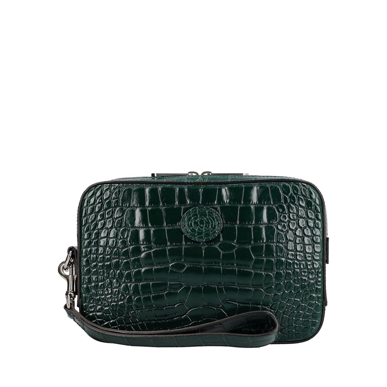 Croc Embossed Wristlet/Bag Vintage Green