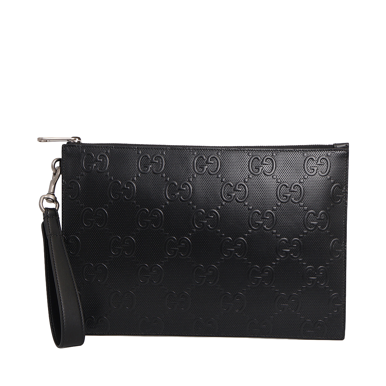 Perforated GG Wristlet Black