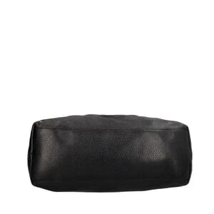 Grained Leather Medium Soho Chain Tote Black, view 6