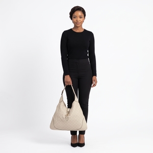 Guccissima Jackie O Bouvier Hobo Off White, view 8
