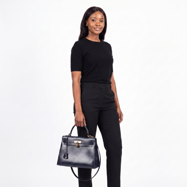 Box Calf Kelly Sellier 32 Navy Blue