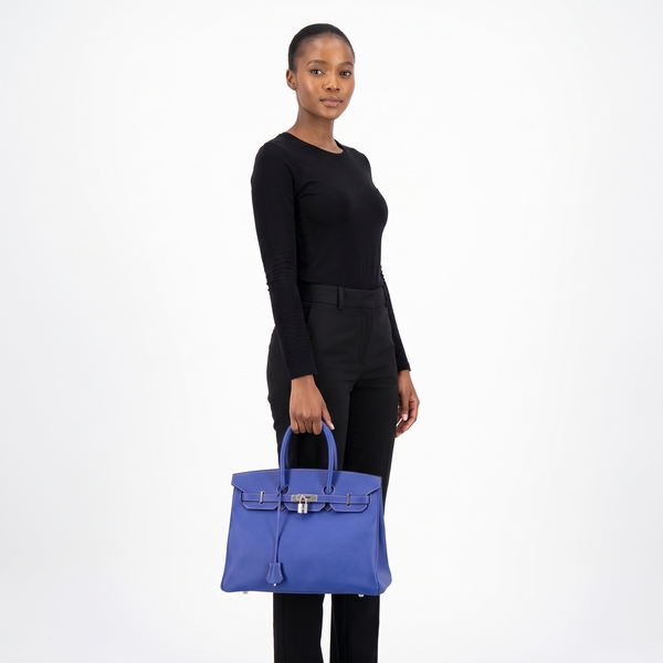 Epsom Birkin 35 Blue Electric