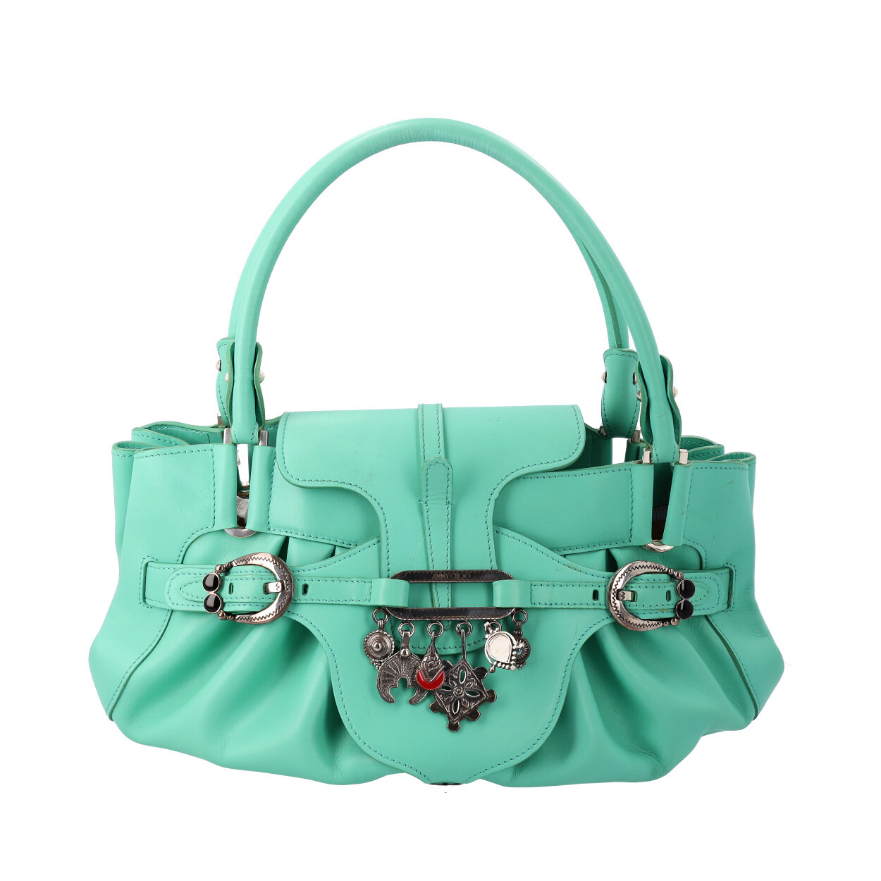 JIMMY CHOO Vintage Leather Charm Bag Turquoise | Luxity