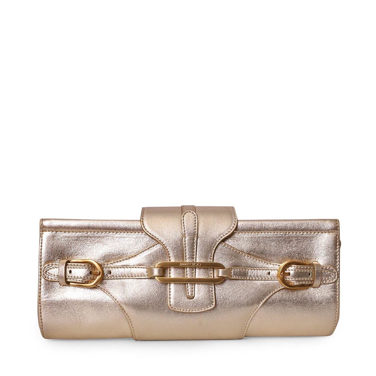 JIMMY CHOO Vintage Metallic Leather Tulita Clutch Gold | Luxity
