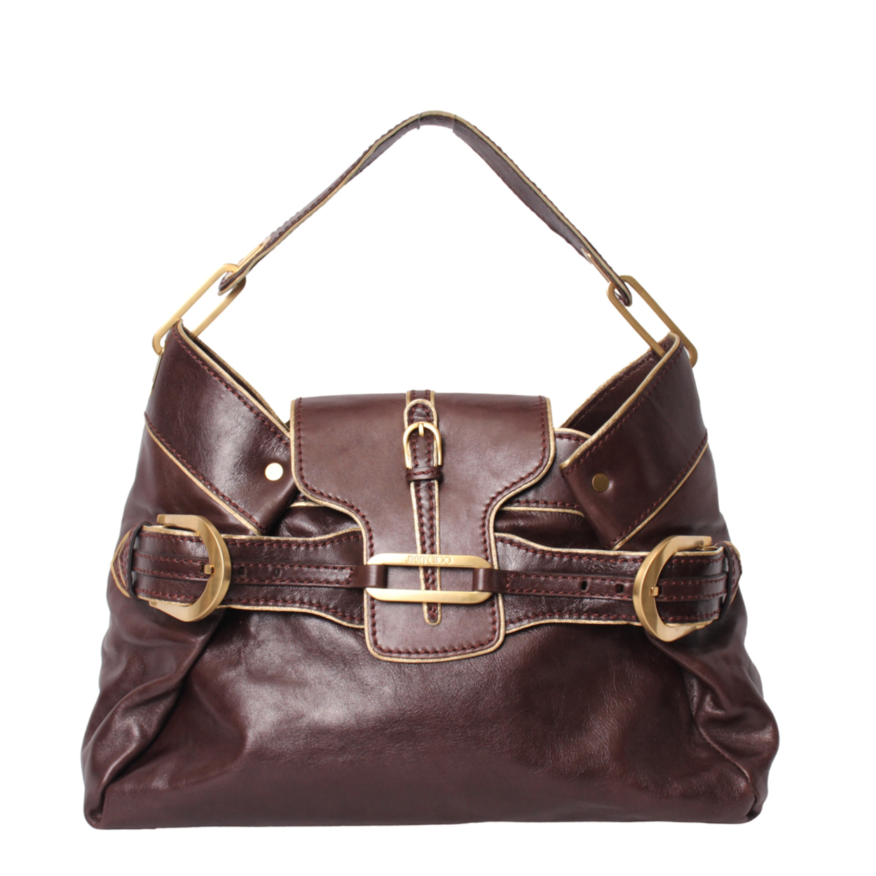 Kumiさん JIMMY CHOO Leather Tulita Shoulder Bag Chocolate | Luxity