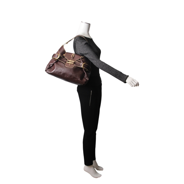 Leather Tulita Shoulder Bag Chocolate