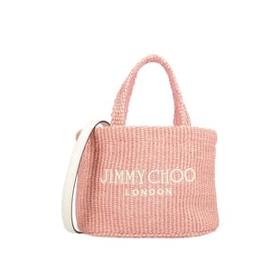 Raffia Beach Mini Tote E/W Rose/Latte