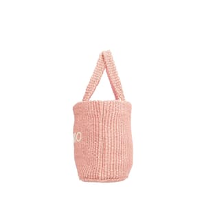 Raffia Beach Mini Tote E/W Rose/Latte, view 5