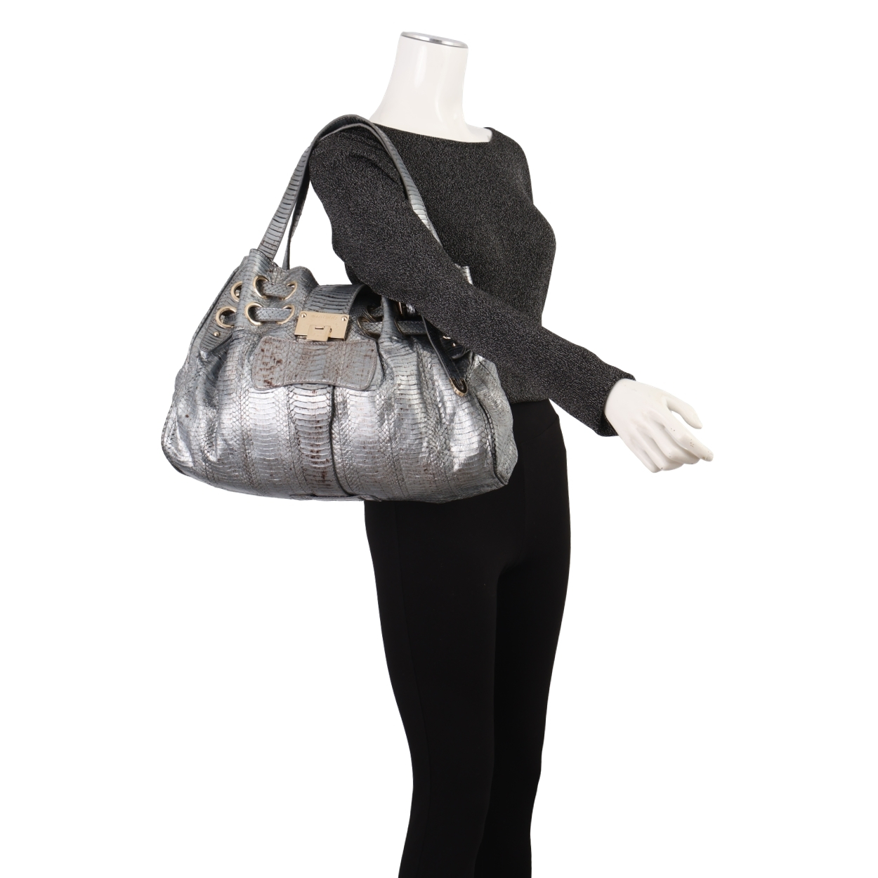 JIMMY CHOO Python Ramona Tote Grey | Luxity