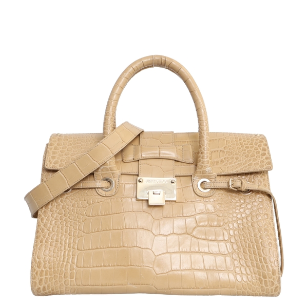 Croc Embossed Rosalie Tote Beige
