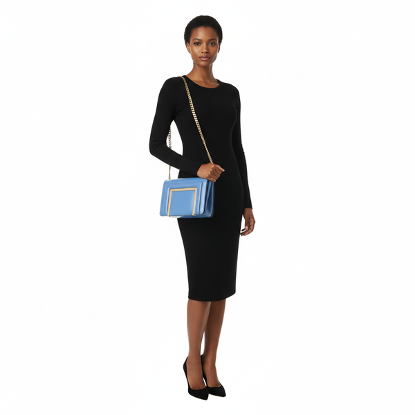 Leather Alba Shoulder Bag Blue