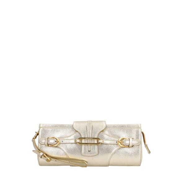 JIMMY CHOO Vintage Metallic Leather Tulita Clutch Gold | Luxity