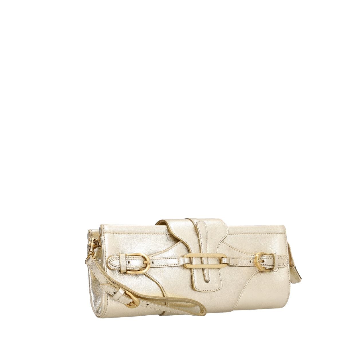 JIMMY CHOO Vintage Metallic Leather Tulita Clutch Gold | Luxity