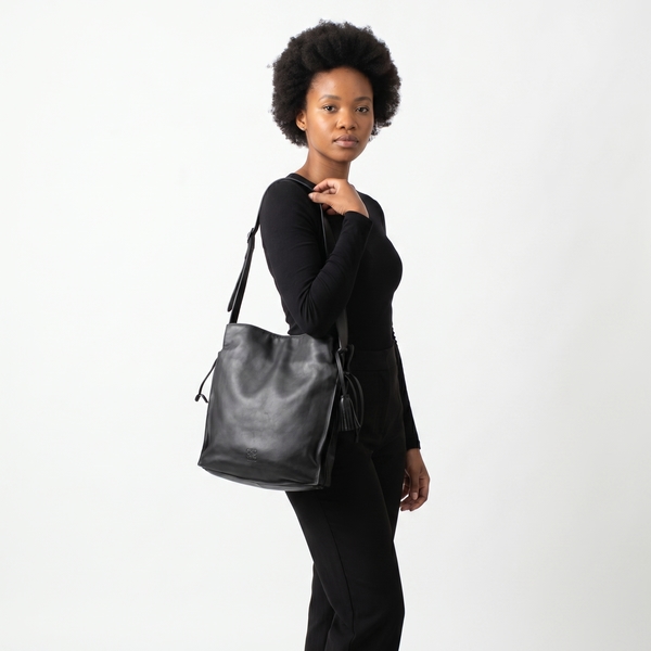 Leather Shoulder Bag Black