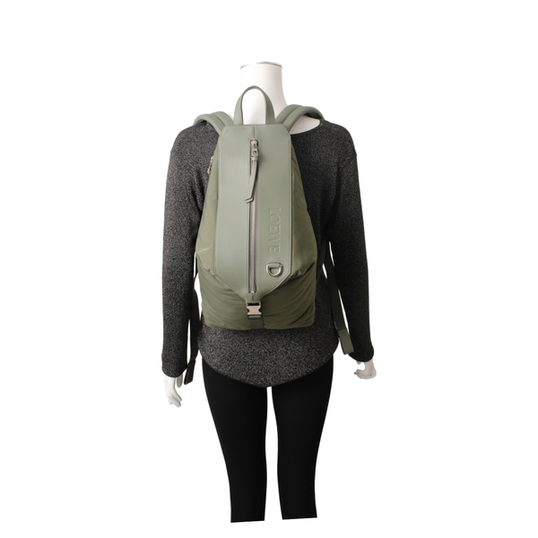 Nylon/Leather Small Convertible Backpack Khaki