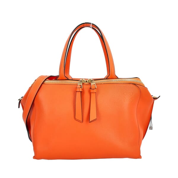 LOEWE Leather Triple Zip Tote Orange | Luxity