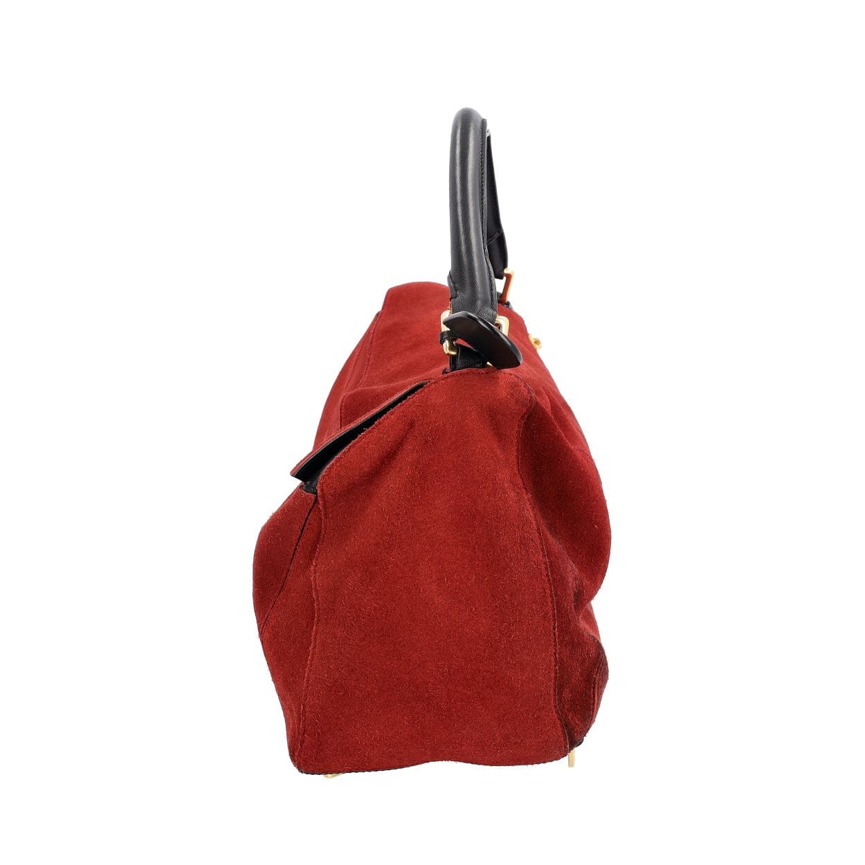 LOEWE Suede Puzzle Large Bag Red/Black | Luxity