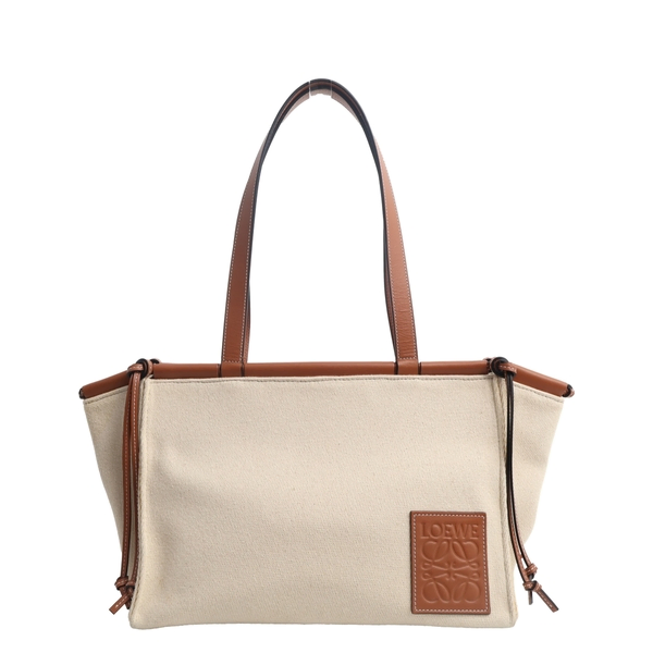 Canvas Small Cushion Tote Natural/Brown