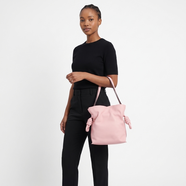 Leather Flamenco Medium Shoulder Bag Pink