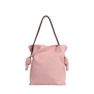 Leather Flamenco Medium Shoulder Bag Pink, view 3