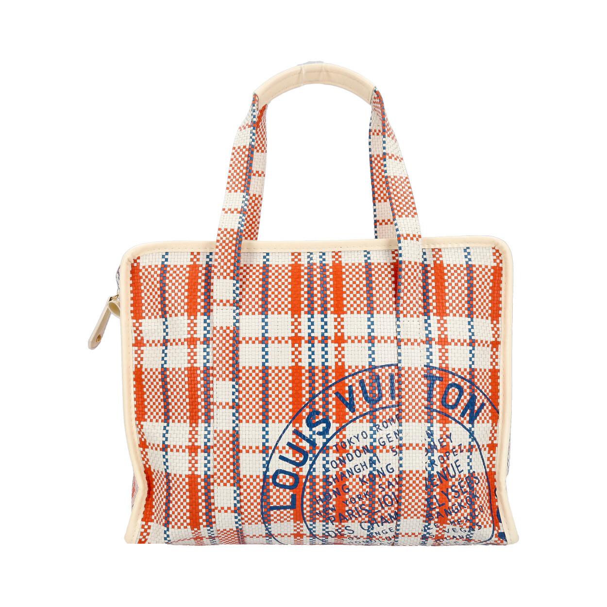LOUIS VUITTON Woven Leather Shopper Orange/White - Limited Edition