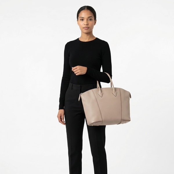 Leather Cachemire Soft Lockit MM Galet