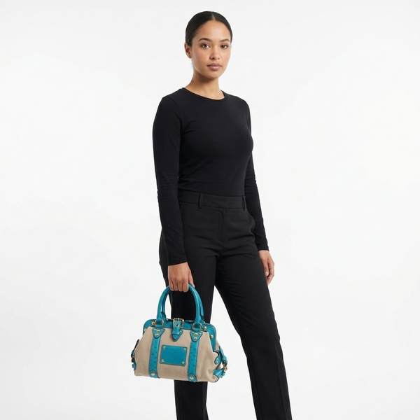 Canvas/Ostrich Sac de Nuit Toile Trianon MM