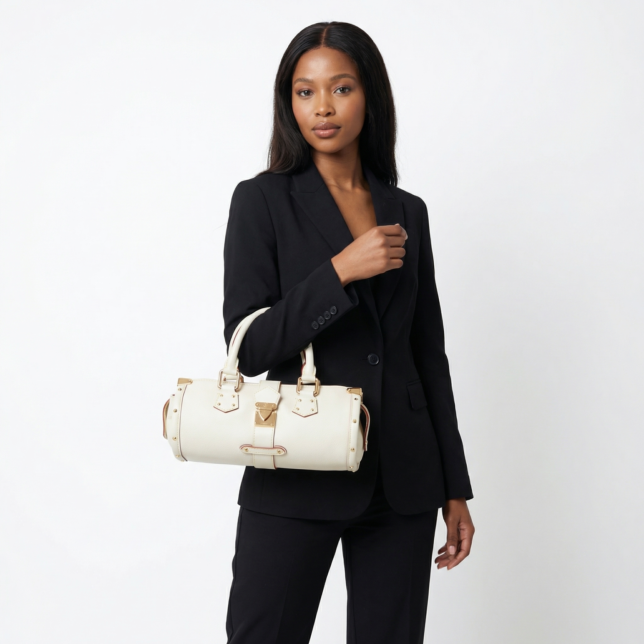 LOUIS VUITTON Leather Suhali L'Epanoui PM Blanc | Luxity LOUIS VUITTON Leather Suhali L'Epanoui PM Blanc | Luxity