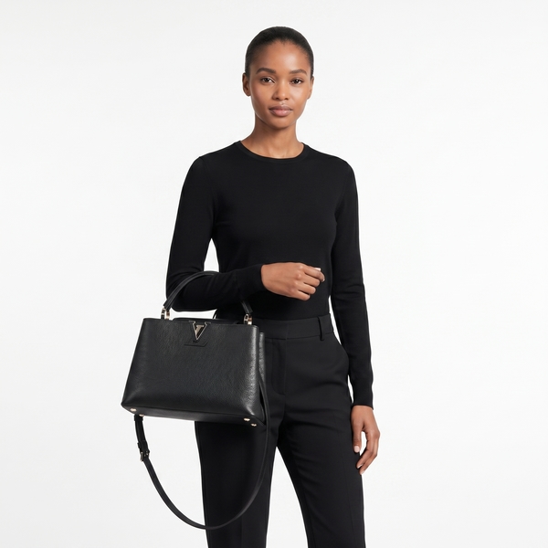 Leather Capucines MM Noir