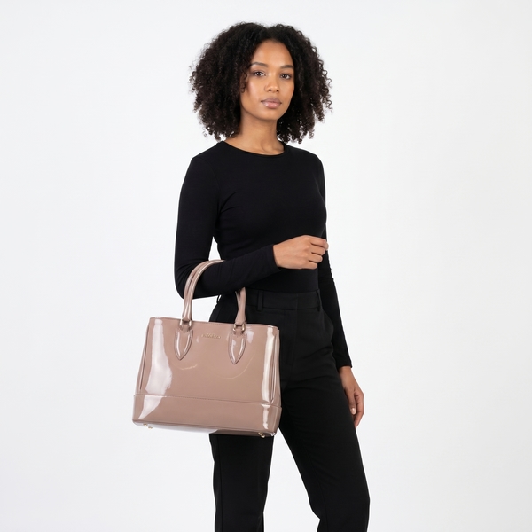 Patent Leather Tote Taupe