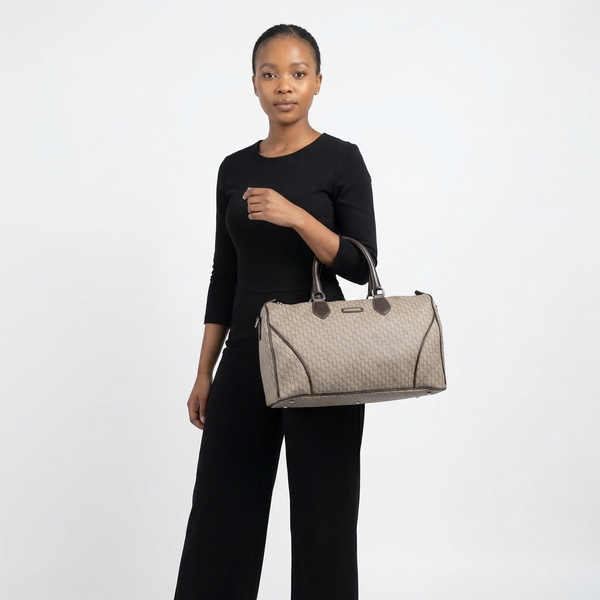 Vintage Canvas Boston Bag Taupe/Brown