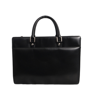 Leather Double Zip Briefcase Black, view 3