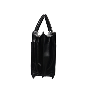 Leather Double Zip Briefcase Black, view 4