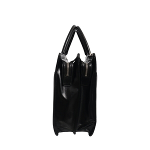 Leather Double Zip Briefcase Black, view 5