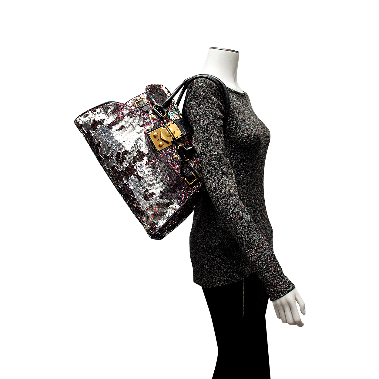 MIU MIU Sequin Top Handle Bag Silver/Purple | Luxity