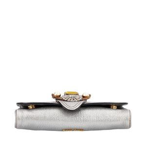 MIU MIU Metallic Leather Embellished Clutch/Bag Silver | Luxity
