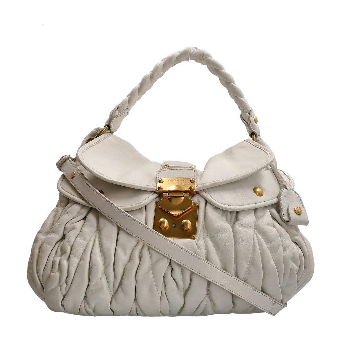 MIU MIU Matelasse Coffer Shoulder Bag White | Luxity