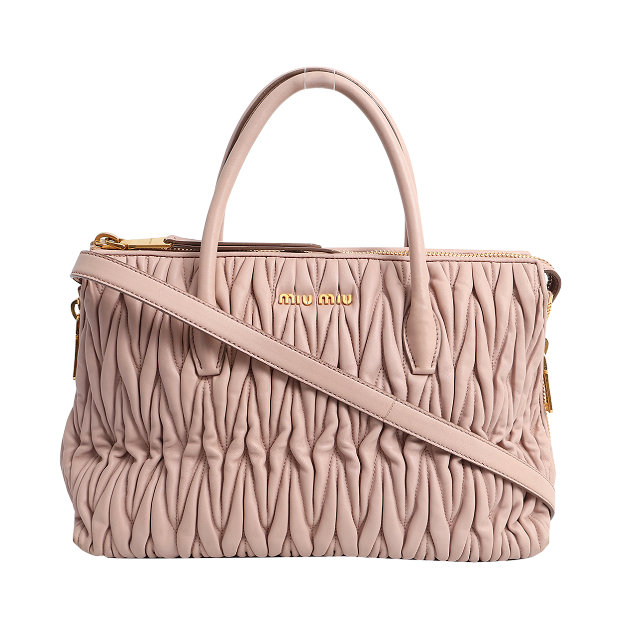 バッグ Miu Miu Nylon Hand Bag MIU MIU Leather Matelasse Tote Nude | Luxity