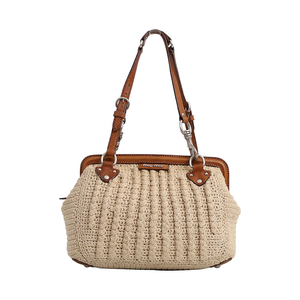 Crochet Knit Shoulder Bag Natural/Brown