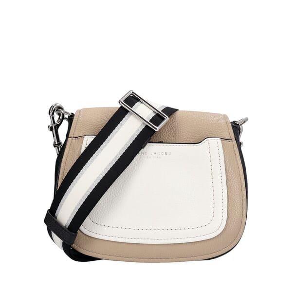 Leather Empire City Crossbody Bag Black/Beige/White